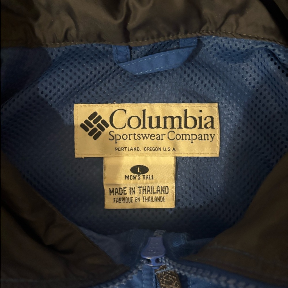 Columbia Men's Blue Hooded Rain Jacket with Contrast Panels - Picture 2 of 2